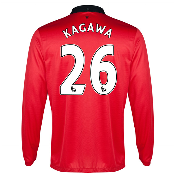 13-14 Manchester United #26 Kagawa Home Long Sleeve Jersey Shirt - Click Image to Close